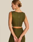 Sweetheart Neckline Khaki Tweed Bustier | Porterist