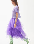 Lilac Layered Mid Length Tulle Skirt | Porterist