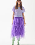 Lilac Layered Mid Length Tulle Skirt | Porterist