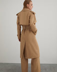 Long Sleeve Brown Trench Coat With Belt At Waist | Porterist