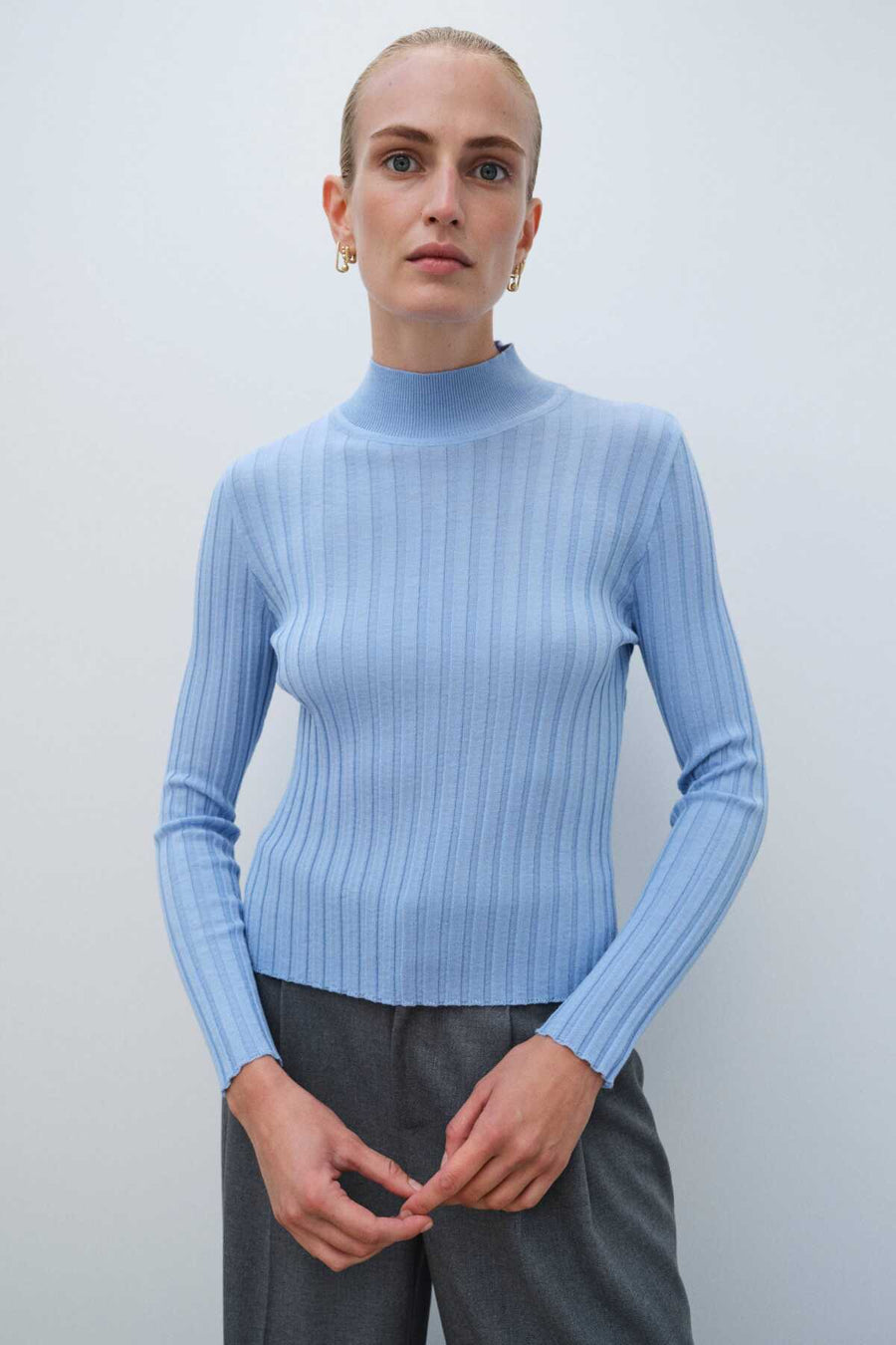 Mısırlı 1951 Mock Neck Light Blue Sweater  - Porterist 1