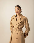 Beige Long Trench Coat With Belt | Porterist