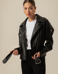 Biker Black Leather Jacket With Belt | Porterist