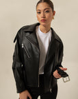 Biker Black Leather Jacket With Belt | Porterist