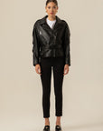 Biker Black Leather Jacket With Belt | Porterist