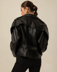 Biker Black Leather Jacket With Belt | Porterist