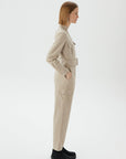 Pocket Detailed Beige Jumpsuit With Belt | Porterist