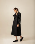 Navy Blue Long Trench Coat With Belt | Porterist