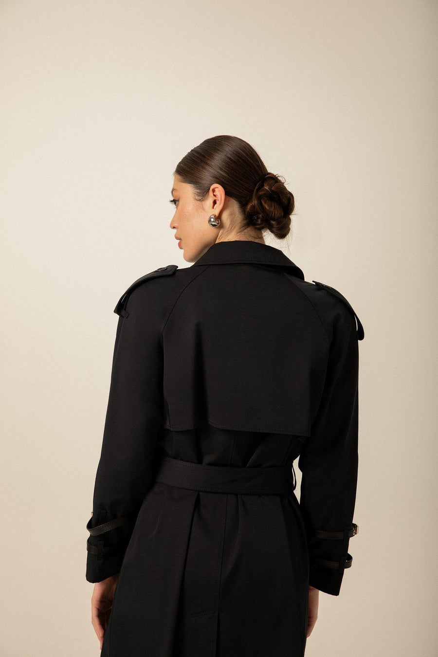 Navy Blue Long Trench Coat With Belt | Porterist