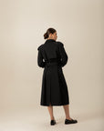 Navy Blue Long Trench Coat With Belt | Porterist