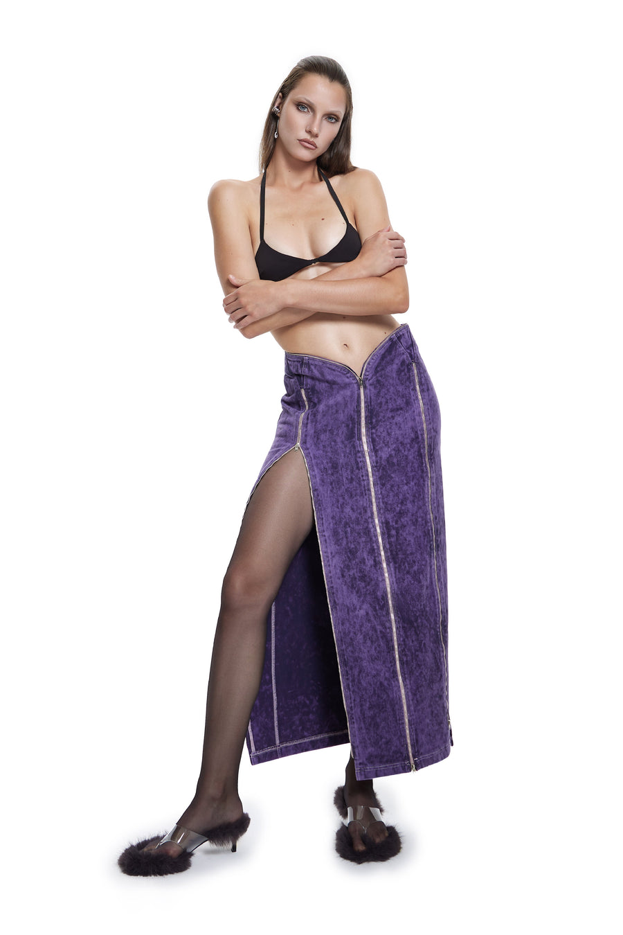 Manipulator Skirt In Purple Acid Wash | Porterist