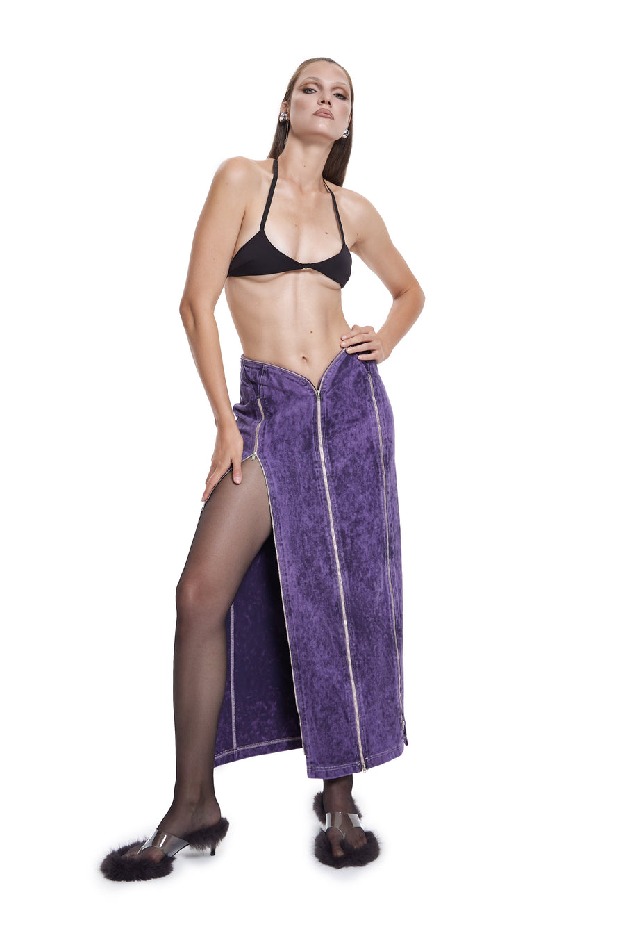 Manipulator Skirt In Purple Acid Wash | Porterist