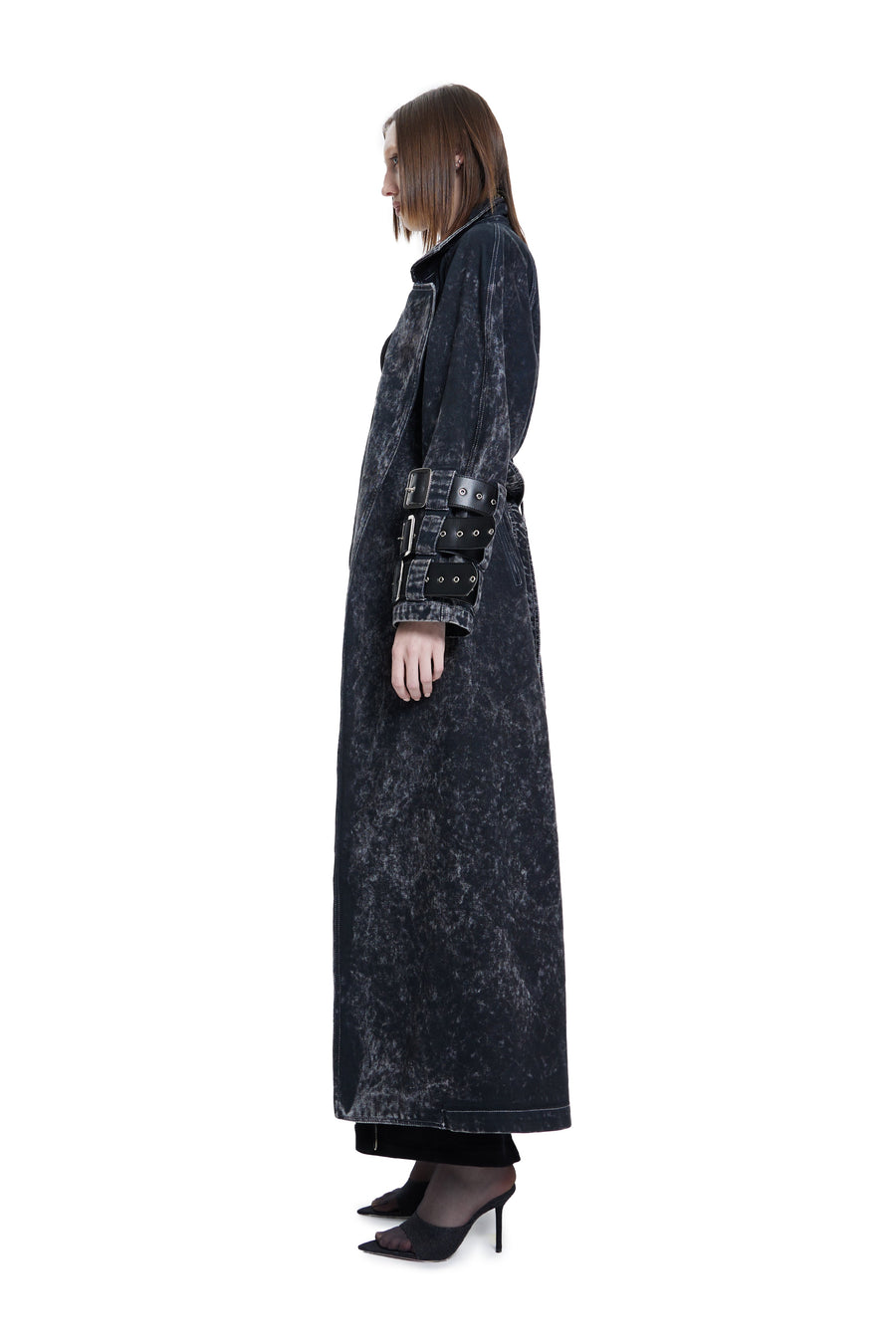 Voidwalker Trench Coat In Black Acid Wash | Porterist