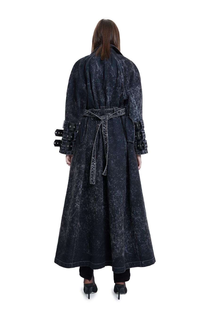 Voidwalker Trench Coat In Black Acid Wash | Porterist