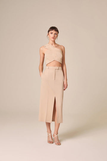 Classic Beige Midi Skirt | Porterist