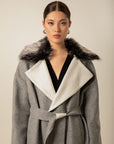 Fur Collar Grey Long Cachê Coat | Porterist