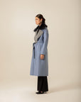 Fur Collar Blue Long Cachê Coat | Porterist