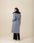 Fur Collar Blue Long Cachê Coat | Porterist