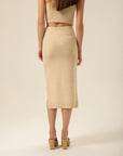 Elasticated Camel Midi Knitwear Skirt | Porterist