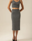 Elasticated Grey Midi Knitwear Skirt | Porterist