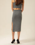 Elasticated Grey Midi Knitwear Skirt | Porterist