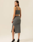 Elasticated Grey Midi Knitwear Skirt | Porterist