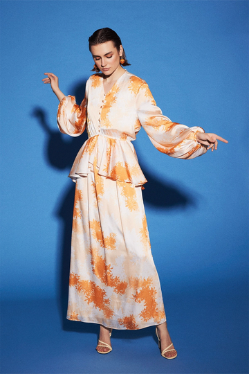 Lina Flounce Dress Orange | Porterist