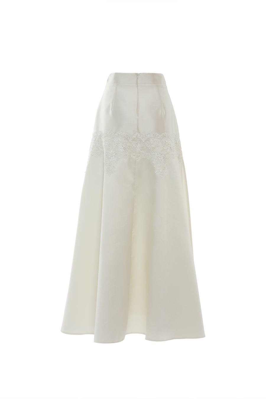 Midi Ecru Skirt With Lace Detail | Porterist