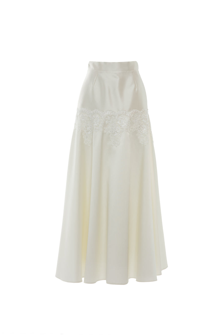 Midi Ecru Skirt With Lace Detail | Porterist