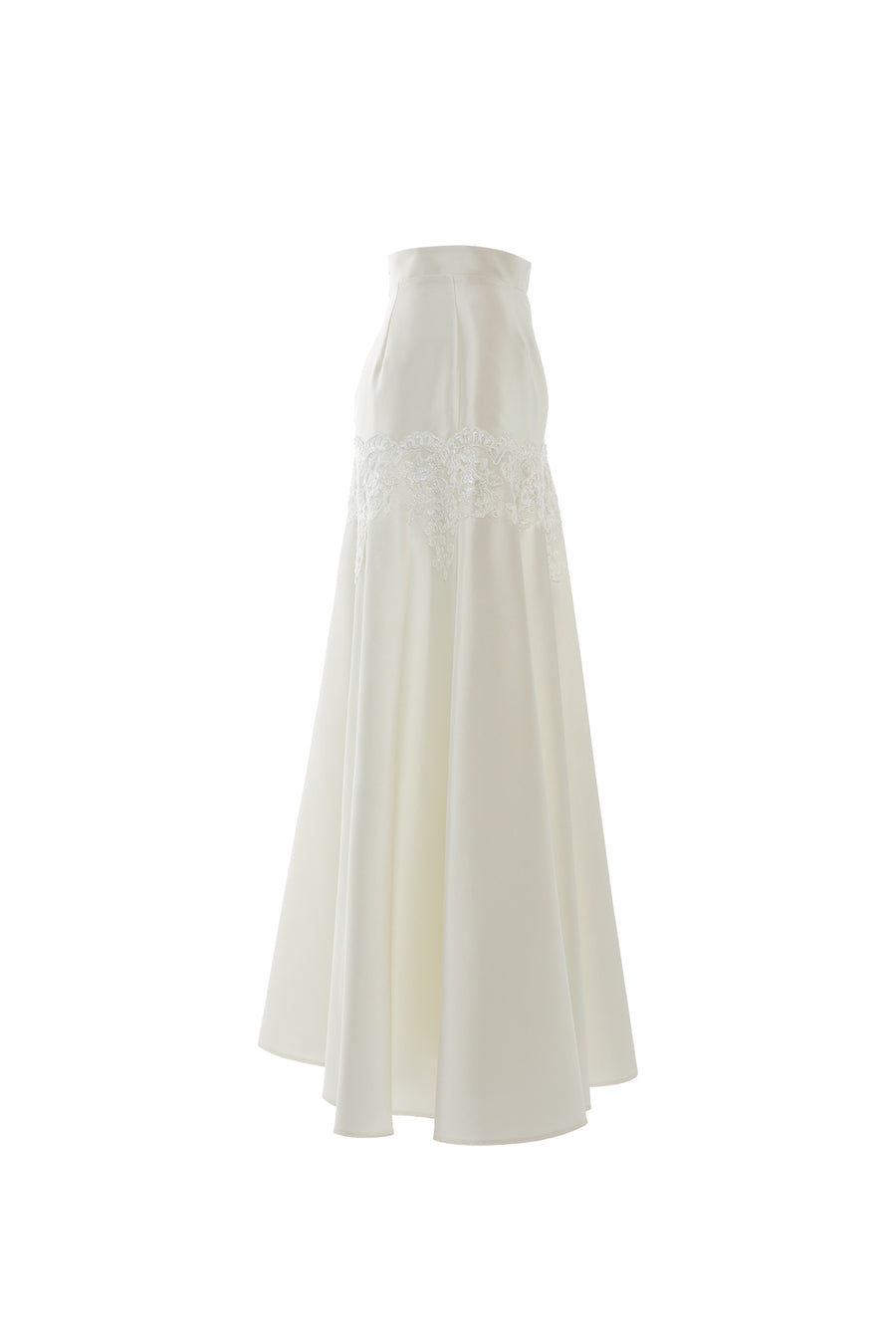 Midi Ecru Skirt With Lace Detail | Porterist