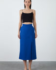 Blue Shorts Skirt With Slit Detail | Porterist