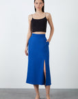 Blue Shorts Skirt With Slit Detail | Porterist