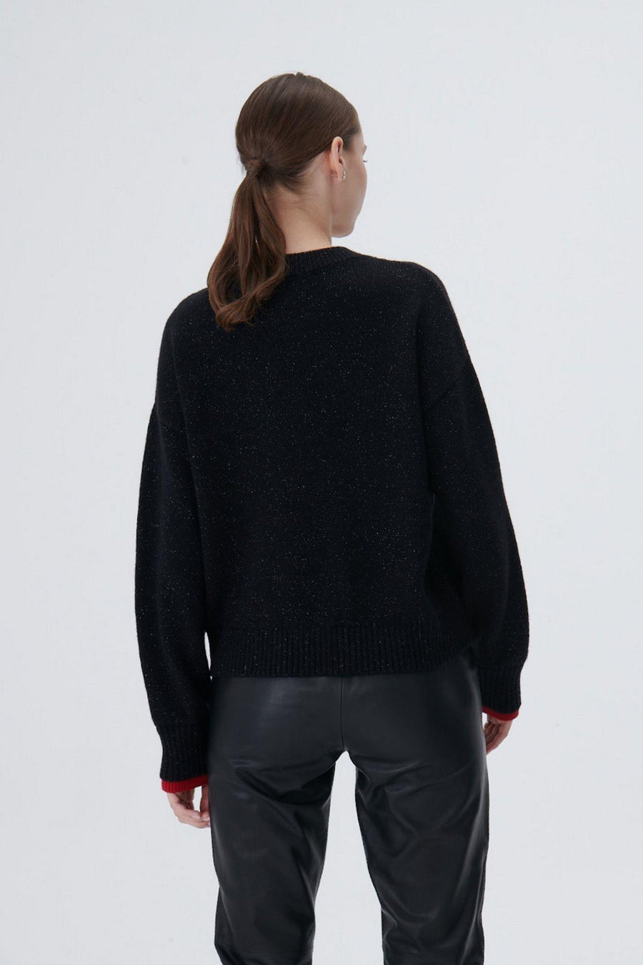 Cuff Detail Starry Wool Knit Sweater | Porterist