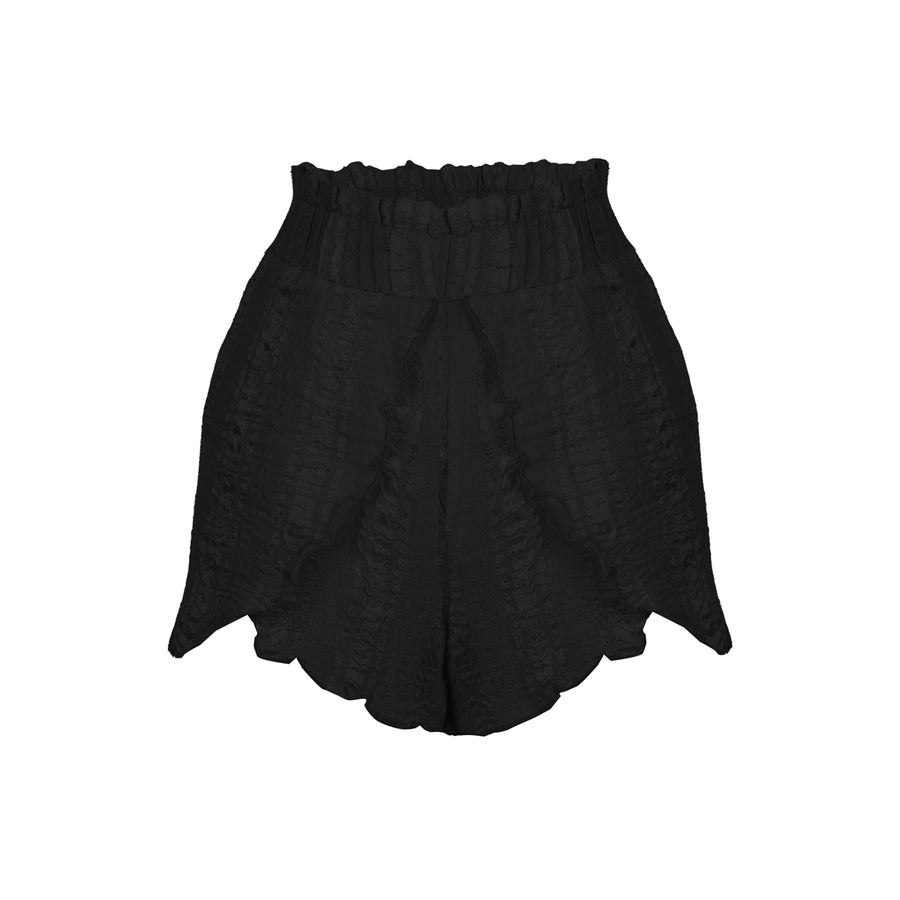 Perla Black Cotton And Raw Silk Short | Porterist