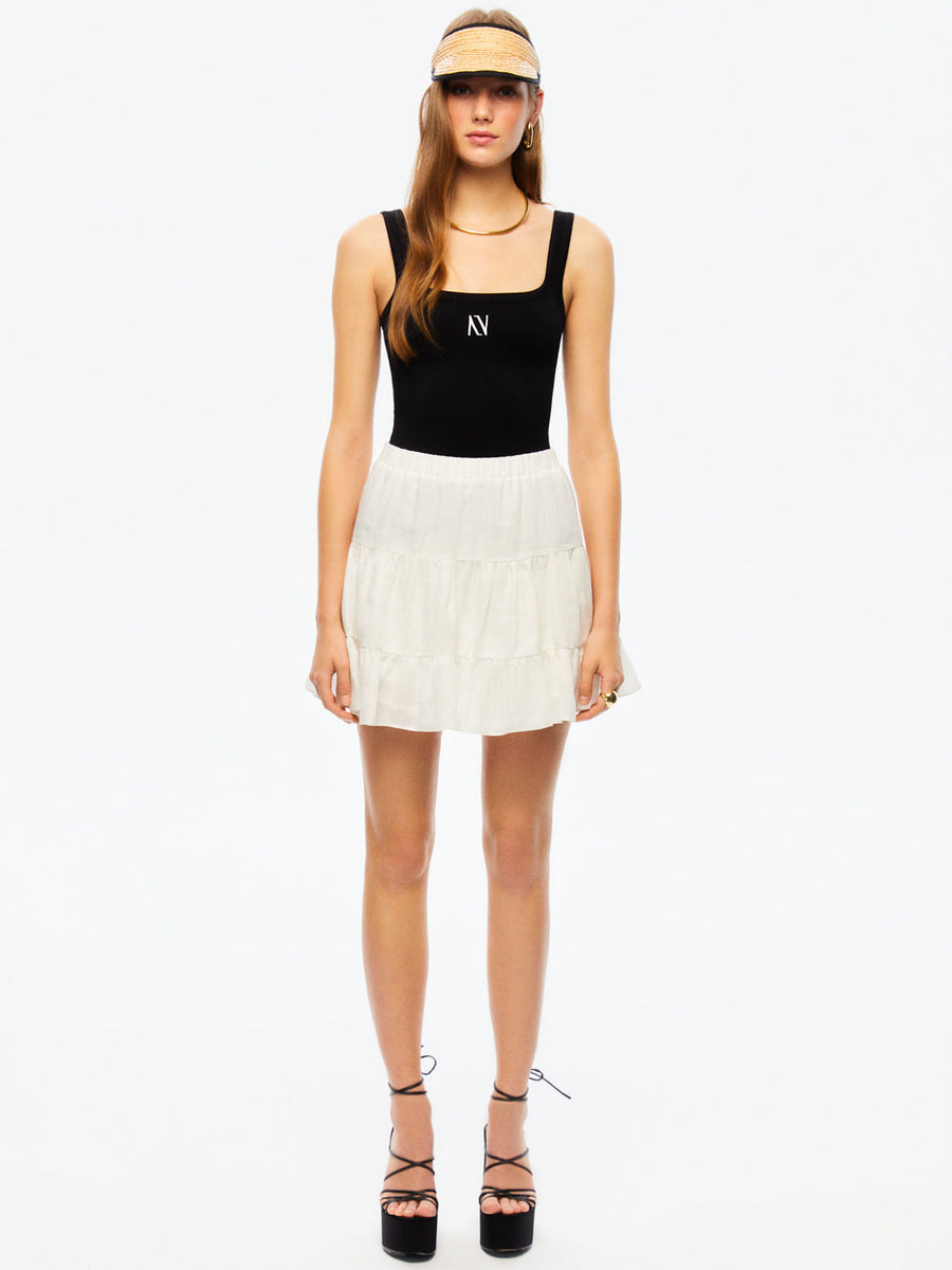 Tiered Mini Linen Skirt | Porterist