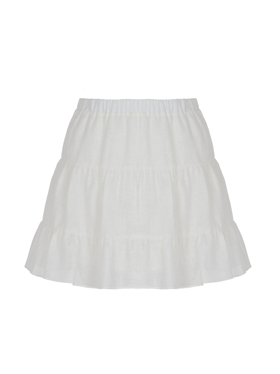 Tiered Mini Linen Skirt | Porterist