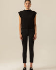 Black Knitwear Blouse With Shoulder Button Detail