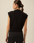 Black Knitwear Blouse With Shoulder Button Detail