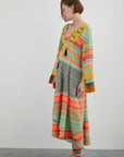 Patterned Oversize Dress With Front Body Tassels Embroidery