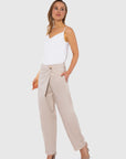 Beige Trousers With Folding Detail On The Front | Porterist