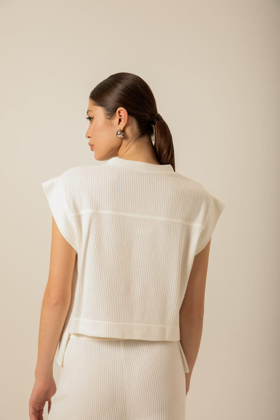 Knitwear Ecru Blouse With Front Single Pocket | Porterist