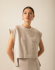 Knitwear Ecru Blouse With Front Single Pocket | Porterist