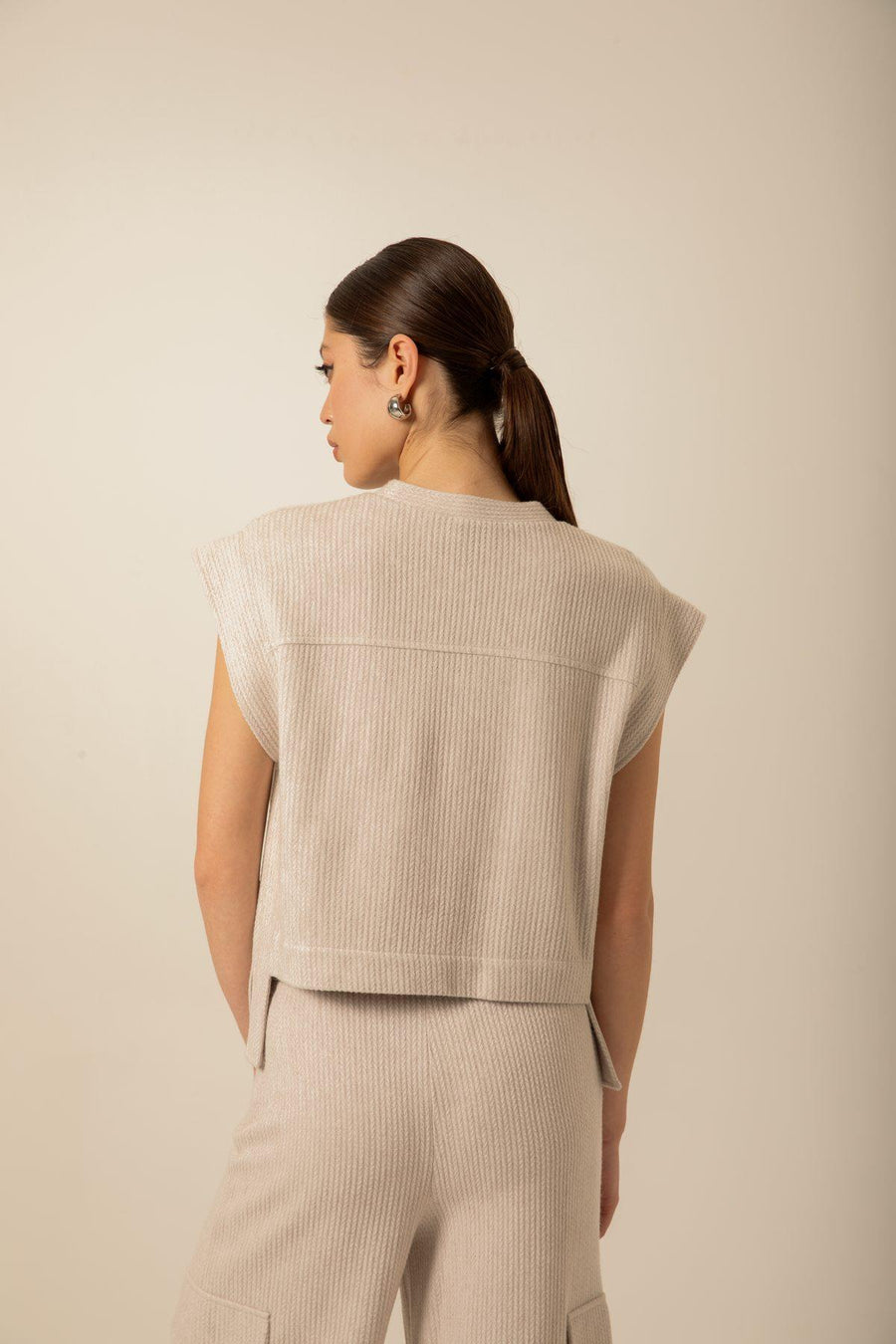 Knitwear Ecru Blouse With Front Single Pocket | Porterist