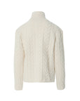 Braided Turtleneck Ecru Knitwear Sweater | Porterist