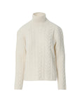 Braided Turtleneck Ecru Knitwear Sweater | Porterist