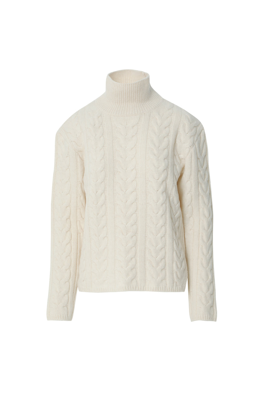 Braided Turtleneck Ecru Knitwear Sweater | Porterist