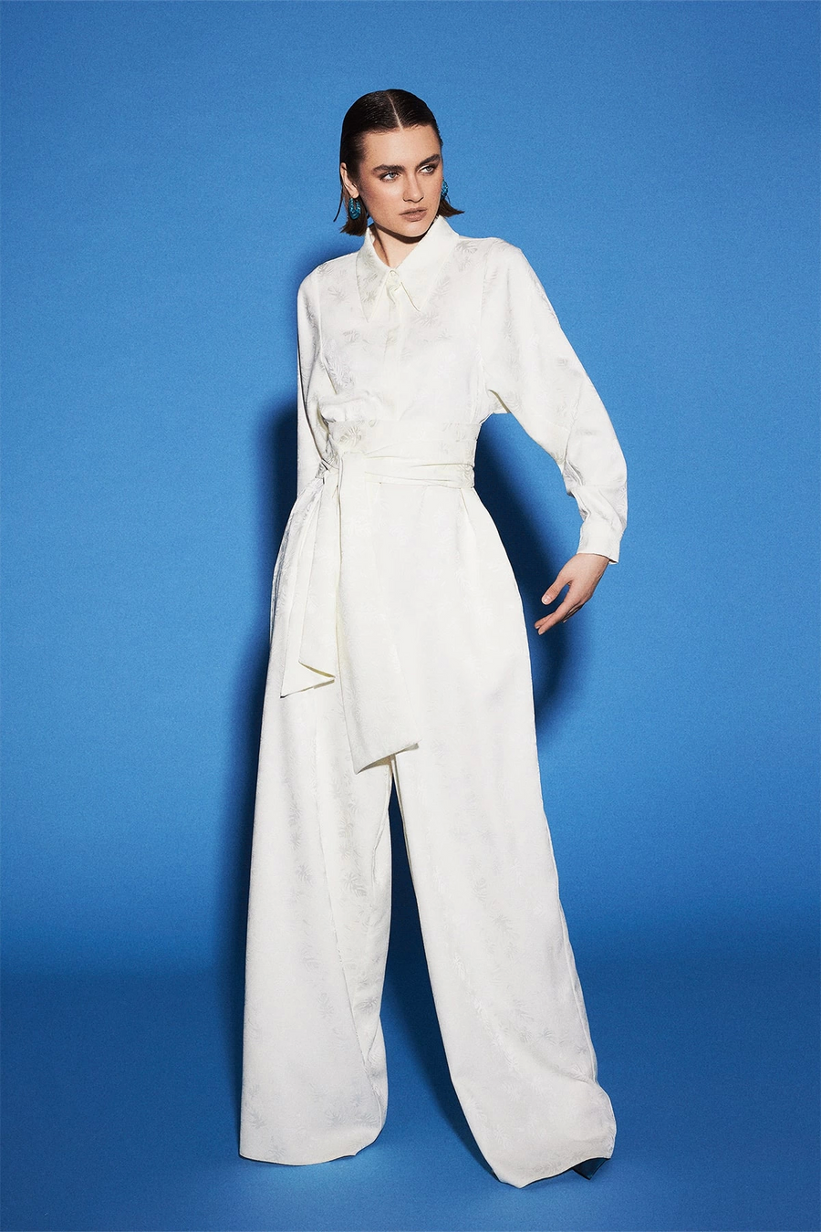 Palm Jacquard Jumpsuit Ecru | Porterist