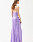 Lilac Sequin Deep V-neck Long Dress With Straps At The Neck
