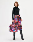 Multi Knit Skirt With Pink Blue Flower Pattern | Porterist