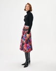 Multi Knit Skirt With Pink Blue Flower Pattern | Porterist